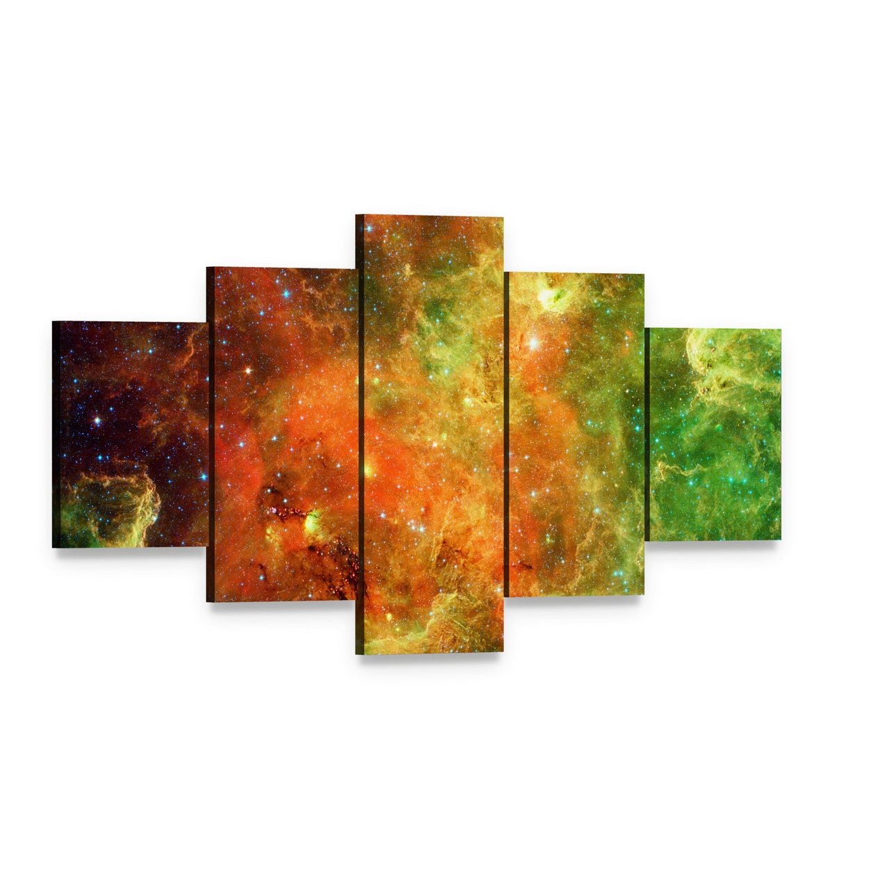 Pelican Nebula Canvas Wall Art, 5 panel 5 Star layout gallery wrapped canvas set, angled product view
