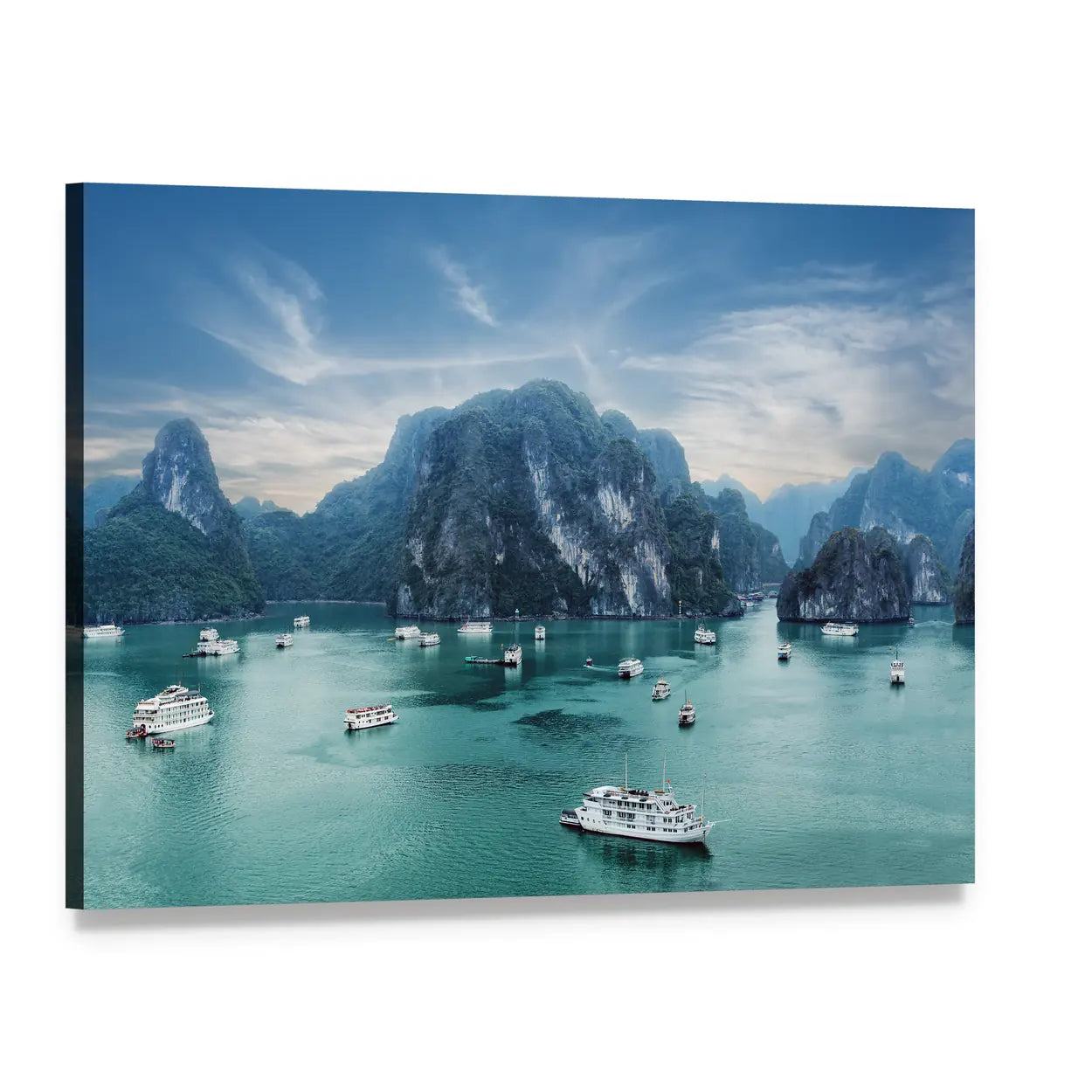 Tourist Junks Among Limestone Islands Canvas Wall Art, single panel gallery wrapped canvas, angled product view