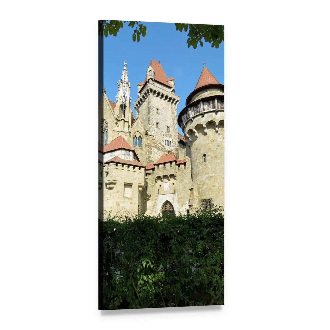 Medieval Castle in Summer Vertical Canvas Wall Art, 1 panel 1 Vertical layout gallery wrapped canvas set, angled product view