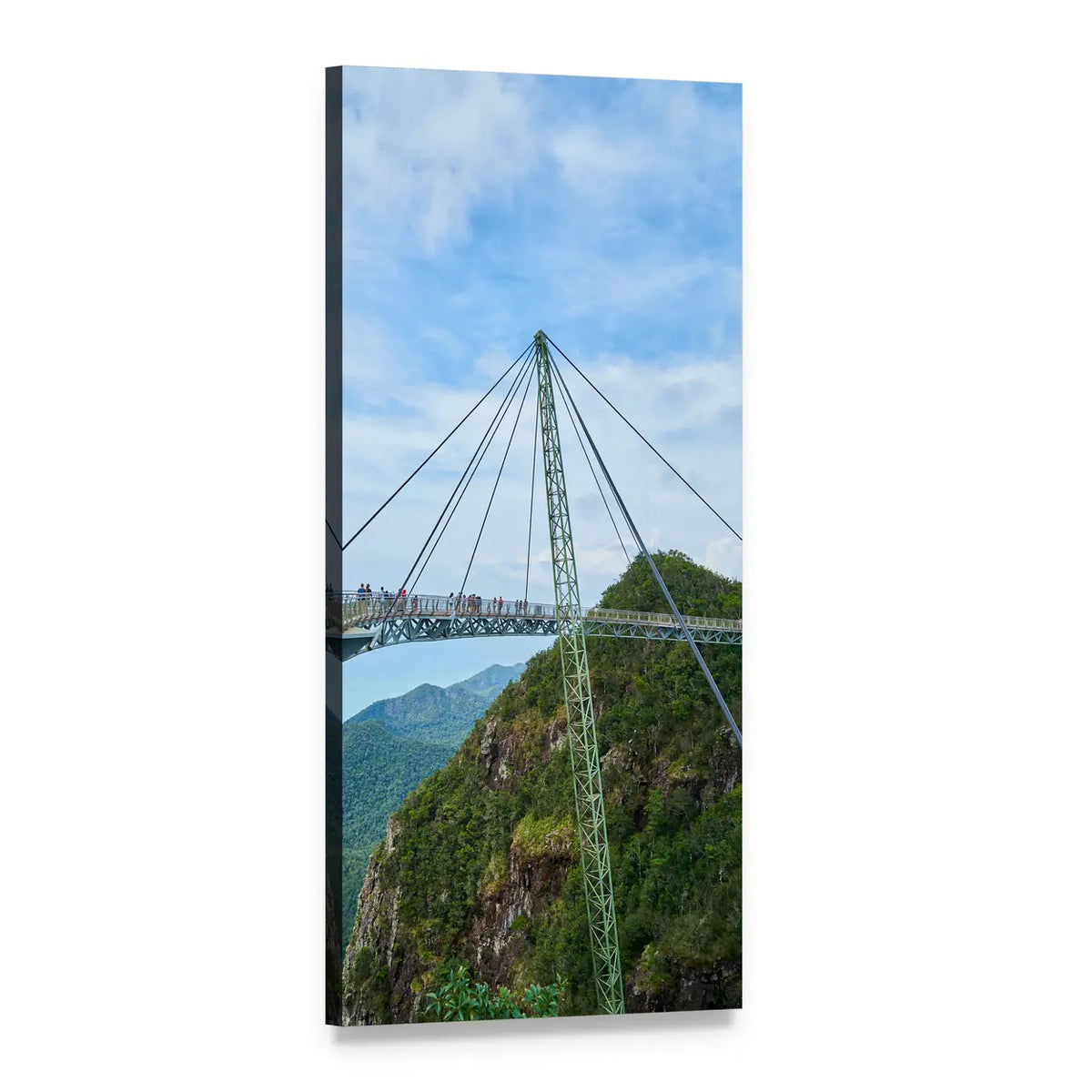 Langkawi Sky Bridge Over Jungle Chasm Vertical Canvas Wall Art, 1 panel 1 Vertical layout gallery wrapped canvas set, angled product view