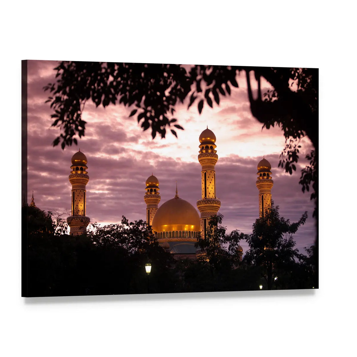 Jame Asr Mosque at Sunset Canvas Wall Art, single panel gallery wrapped canvas, angled product view