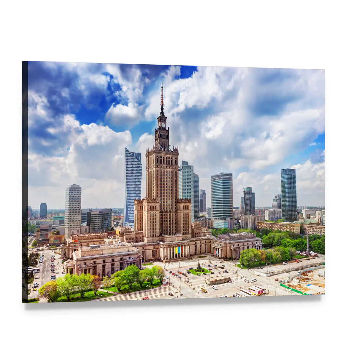 Palace of Culture and Science, Warsaw Canvas Wall Art, single panel gallery wrapped canvas, angled product view