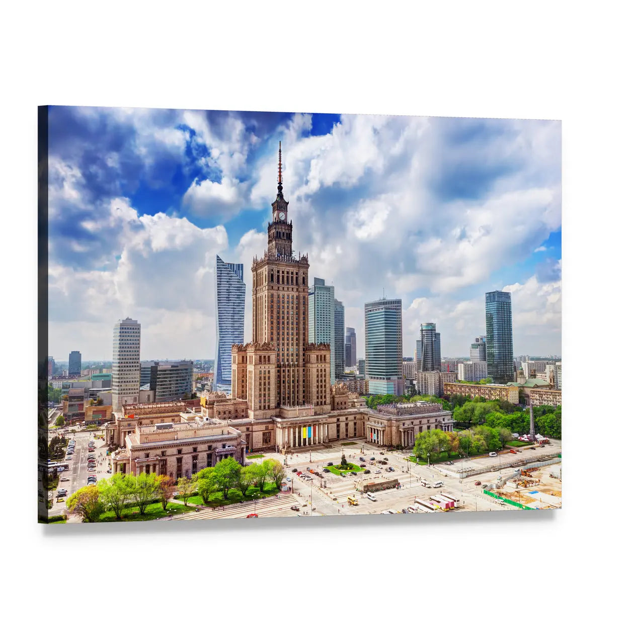 Palace of Culture and Science, Warsaw Canvas Wall Art, single panel gallery wrapped canvas, angled product view