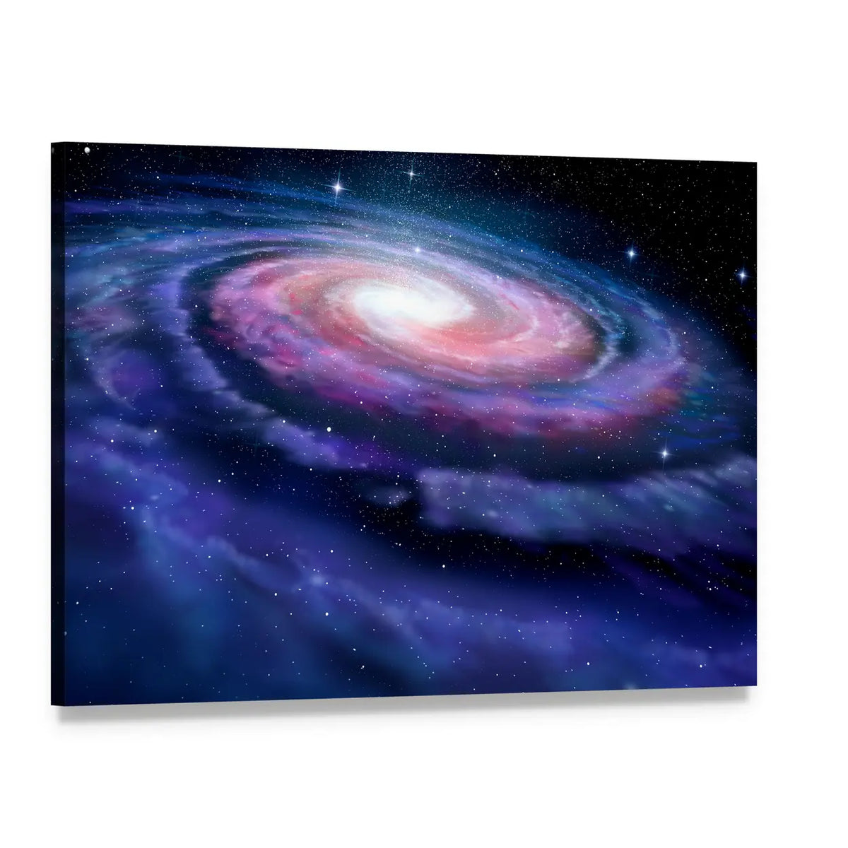 Milky Way Galaxy Canvas Wall Art, single panel gallery wrapped canvas, angled product view