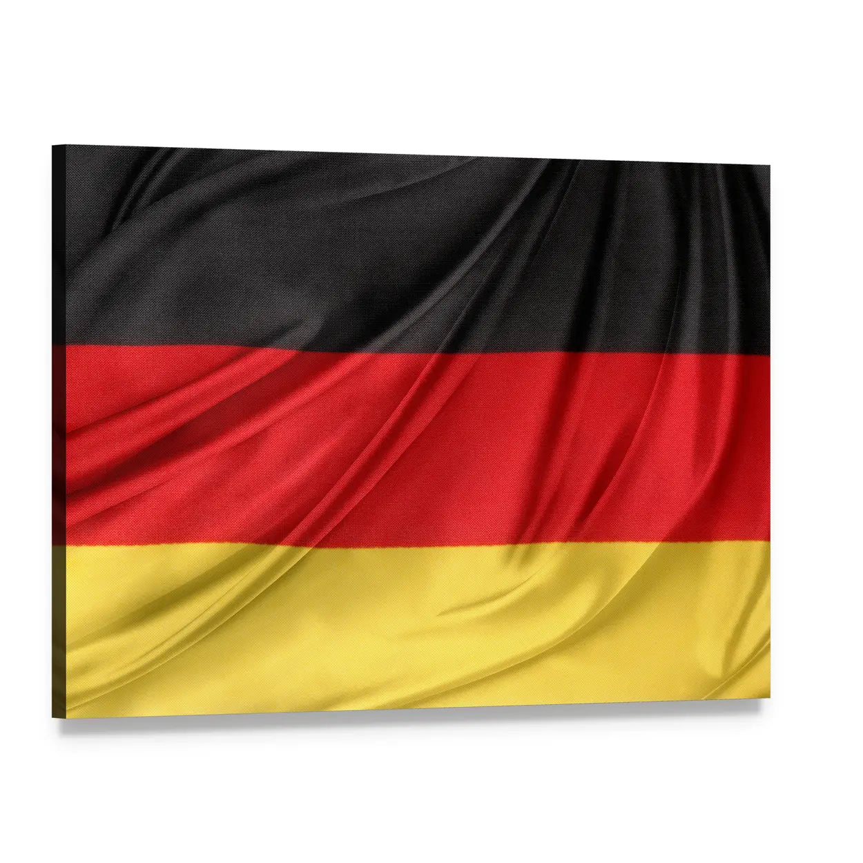 Silky German Flag Canvas Wall Art, single panel gallery wrapped canvas, angled product view