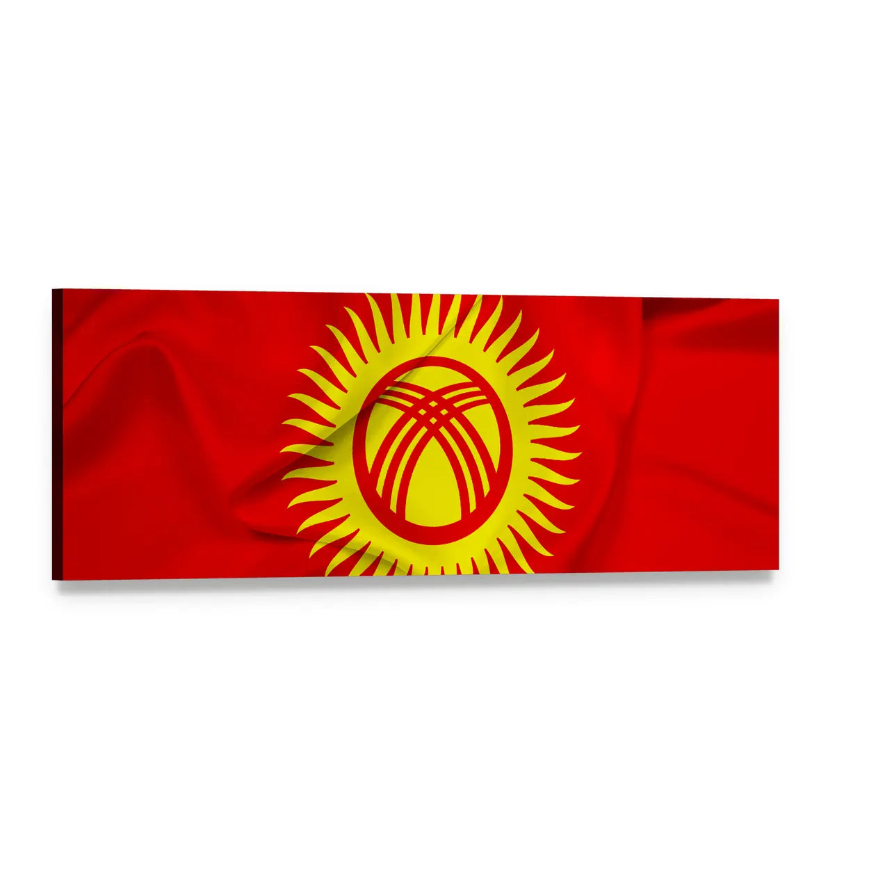 Flag of Kyrgyzstan Panoramic Canvas Wall Art, single panel gallery wrapped canvas, angled product view