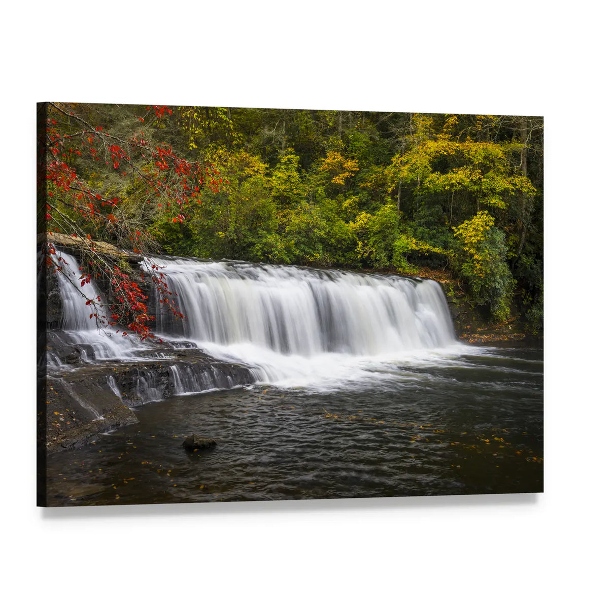 Dupont State Forest Waterfall Canvas Wall Art, single panel gallery wrapped canvas, angled product view