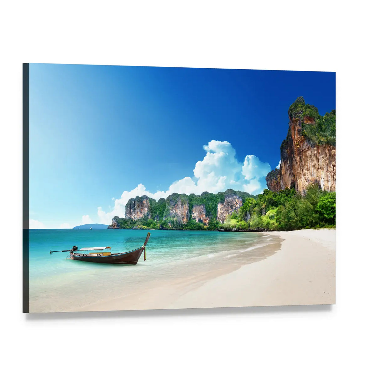 Railay Beach In Krabi Thailand Canvas Wall Art, single panel gallery wrapped canvas, angled product view