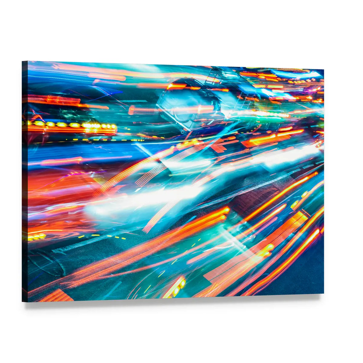 Car Lights Trails Canvas Wall Art, single panel gallery wrapped canvas, angled product view