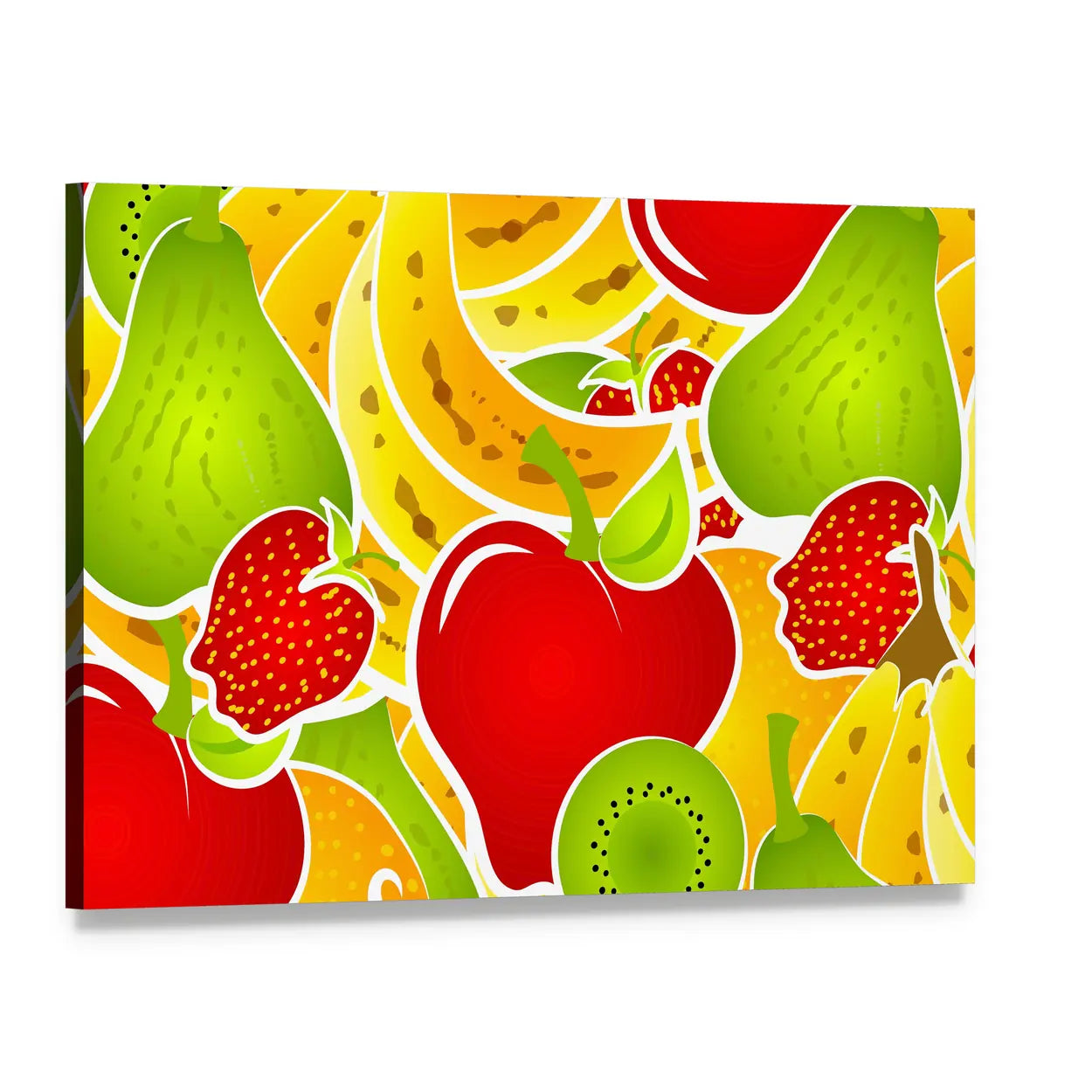 Healthy Fruit Illustration Canvas Wall Art, single panel gallery wrapped canvas, angled product view