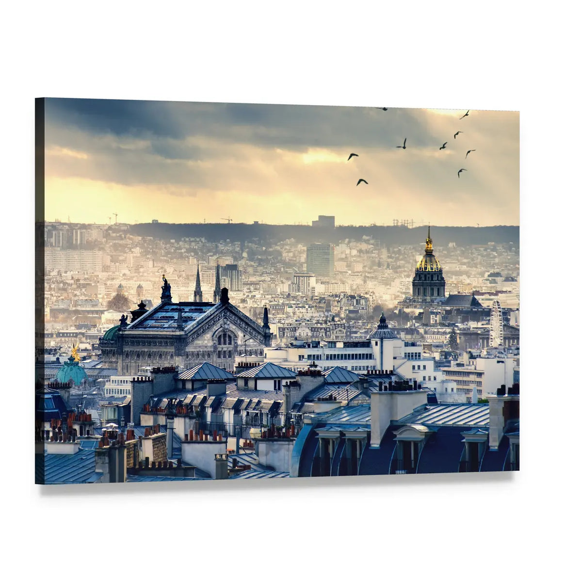 Paris Cityscape Canvas Wall Art, single panel gallery wrapped canvas, angled product view