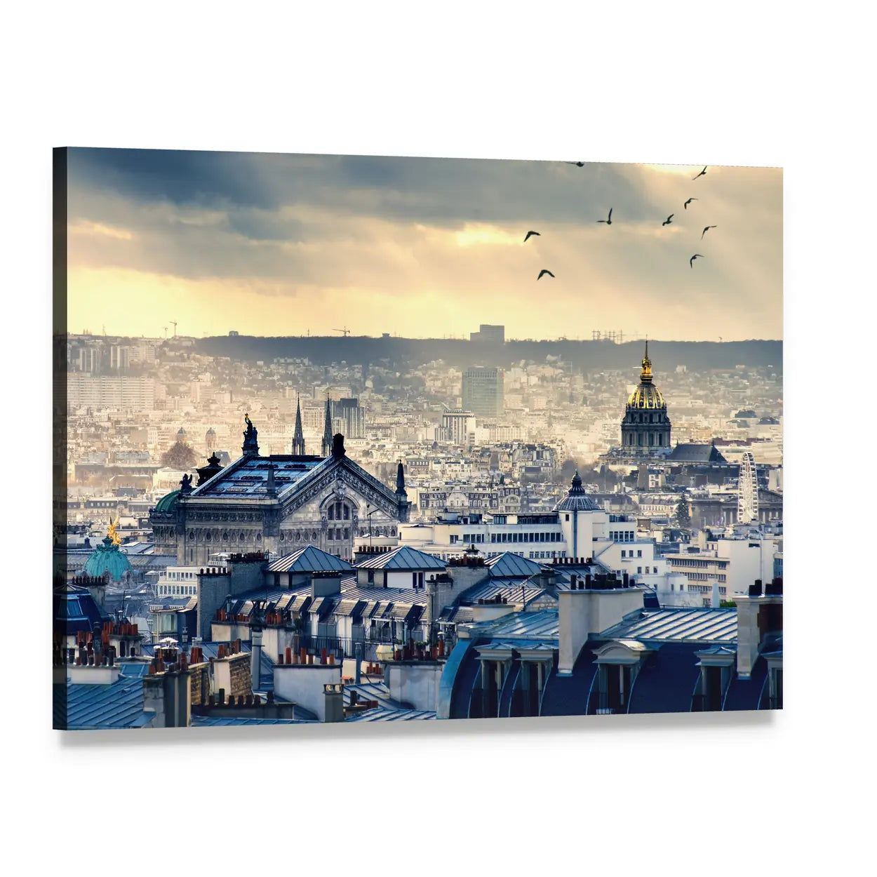 Paris Cityscape Canvas Wall Art, single panel gallery wrapped canvas, angled product view