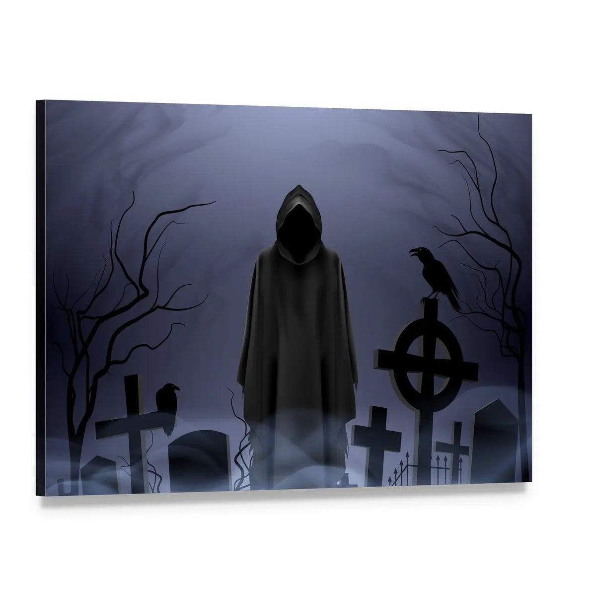 Death Angel Among Graves Canvas Wall Art, single panel gallery wrapped canvas, angled product view