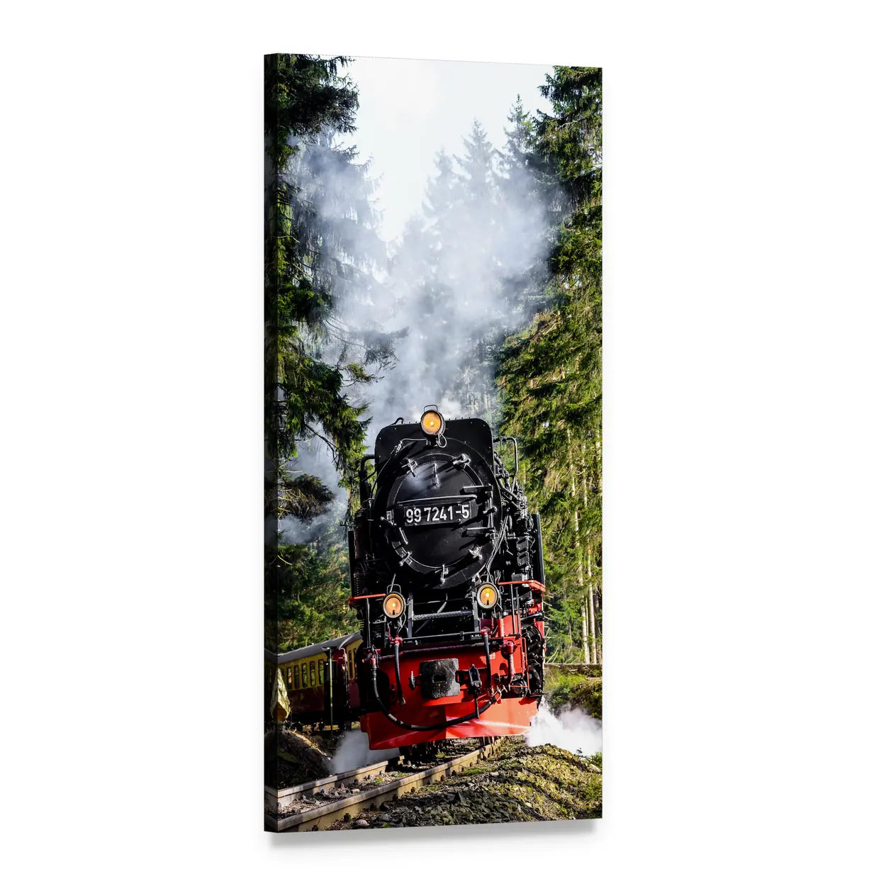 Steam Locomotive in Hungary Vertical Canvas Wall Art, 1 panel 1 Vertical layout gallery wrapped canvas set, angled product view