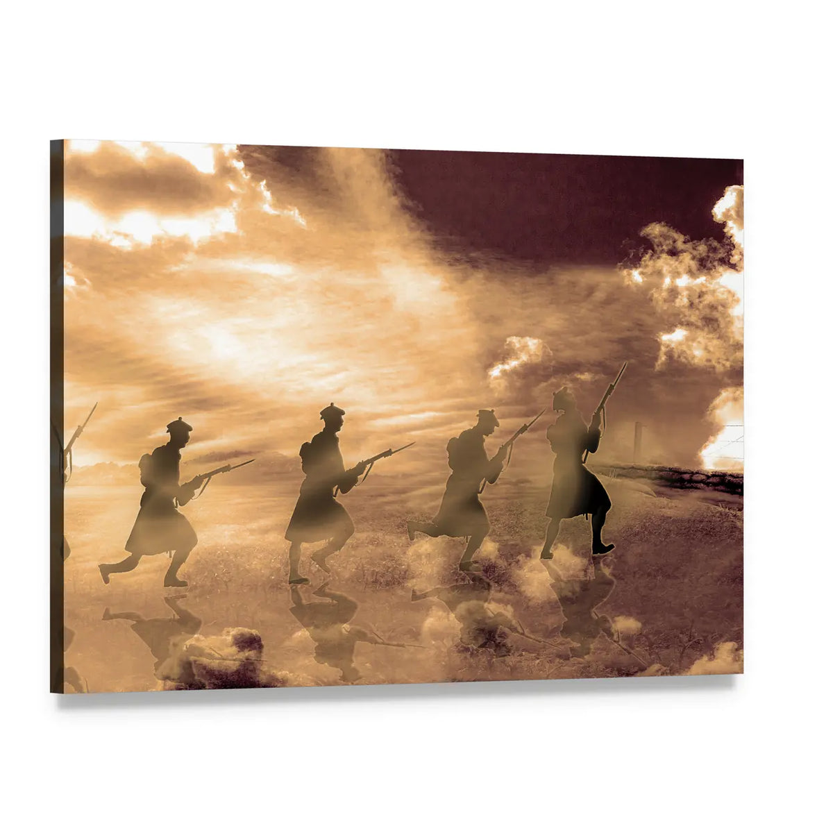 World War I Soldiers in Belgium Canvas Wall Art, single panel gallery wrapped canvas, angled product view