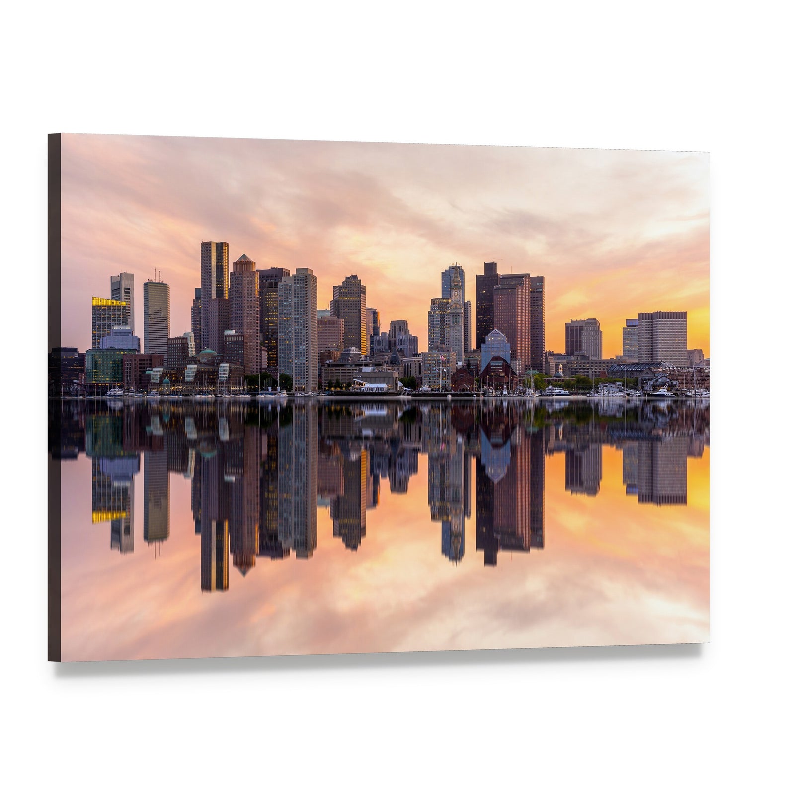 Boston Downtown Skyline Canvas Wall Art, single panel gallery wrapped canvas, angled product view