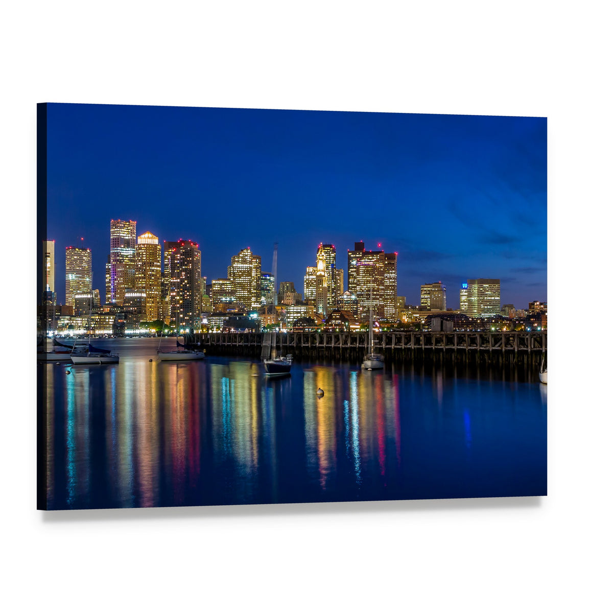 Boston Skyscrapers at Twilight Canvas Wall Art, single panel gallery wrapped canvas, angled product view