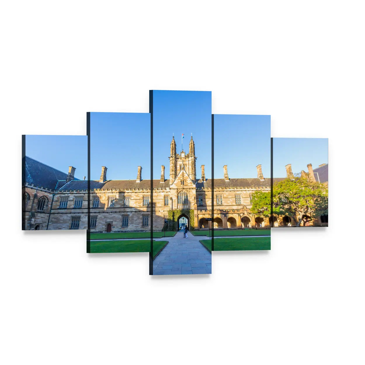 Quadrant Building in Sydney Canvas Wall Art, 5 panel 5 Star layout gallery wrapped canvas set, angled product view