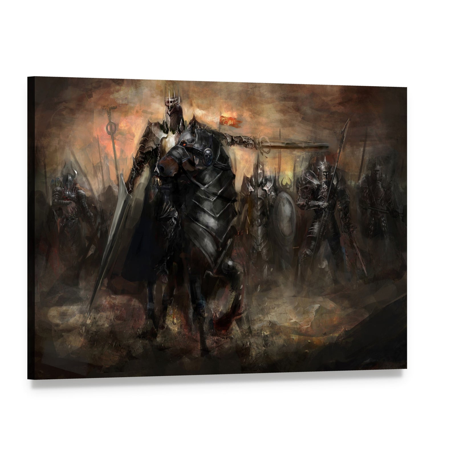 King Leading His Army Canvas Wall Art, single panel gallery wrapped canvas, angled product view