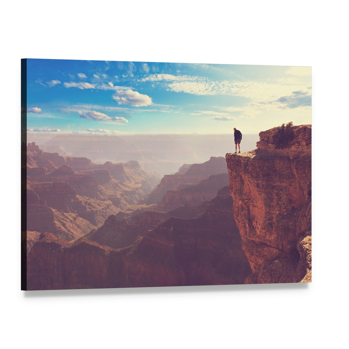 Person Standing at Grand Canyon Canvas Wall Art, single panel gallery wrapped canvas, angled product view