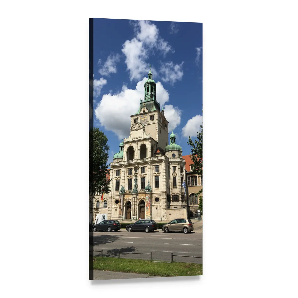Museum Building in Munich Vertical Canvas Wall Art, 1 panel 1 Vertical layout gallery wrapped canvas set, angled product view