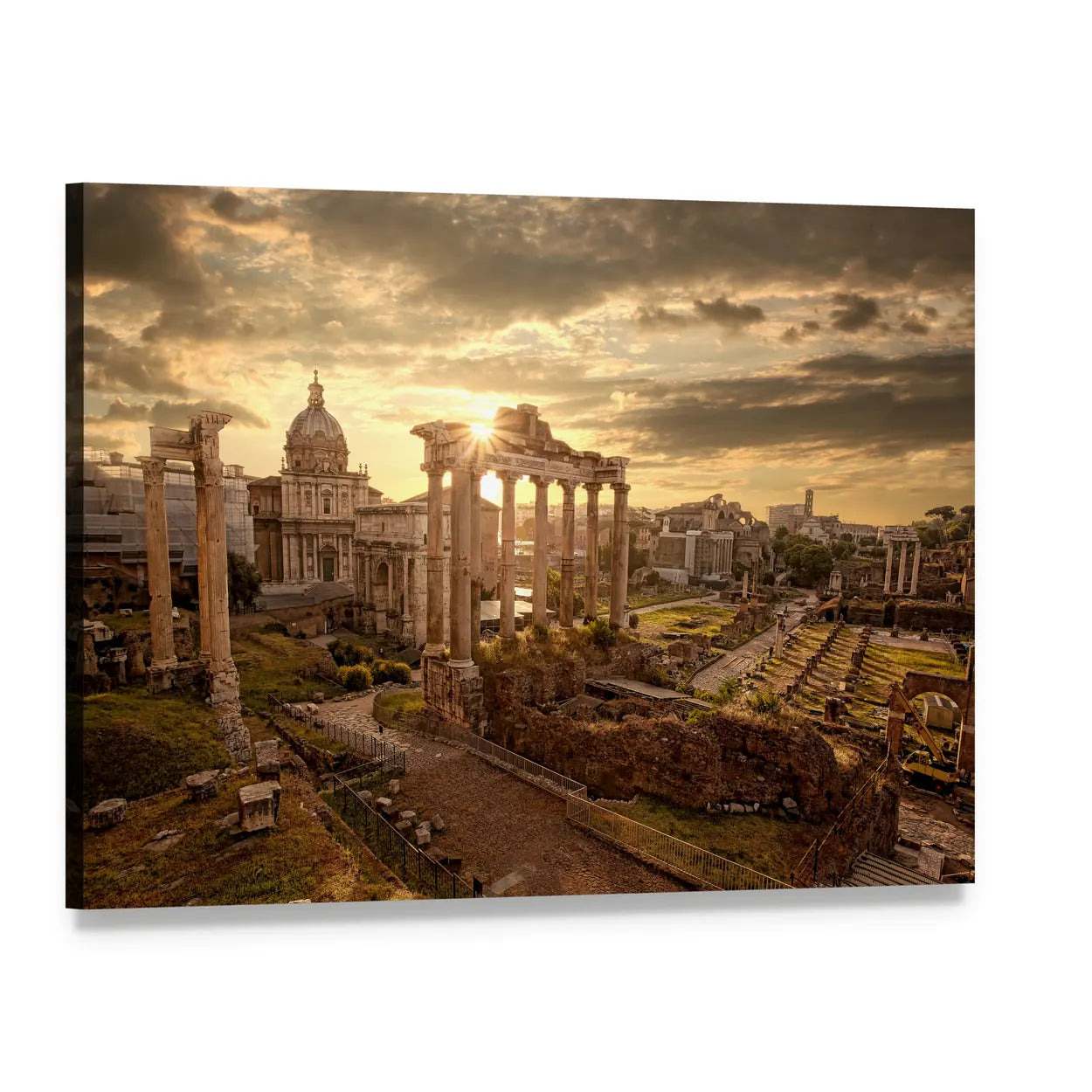 Roman Ruins at Sunset Canvas Wall Art, single panel gallery wrapped canvas, angled product view