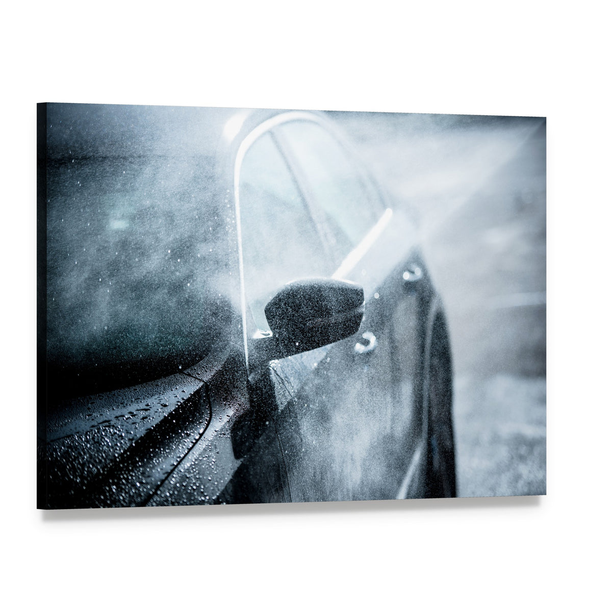 Car Covered by Water Canvas Wall Art, single panel gallery wrapped canvas, angled product view