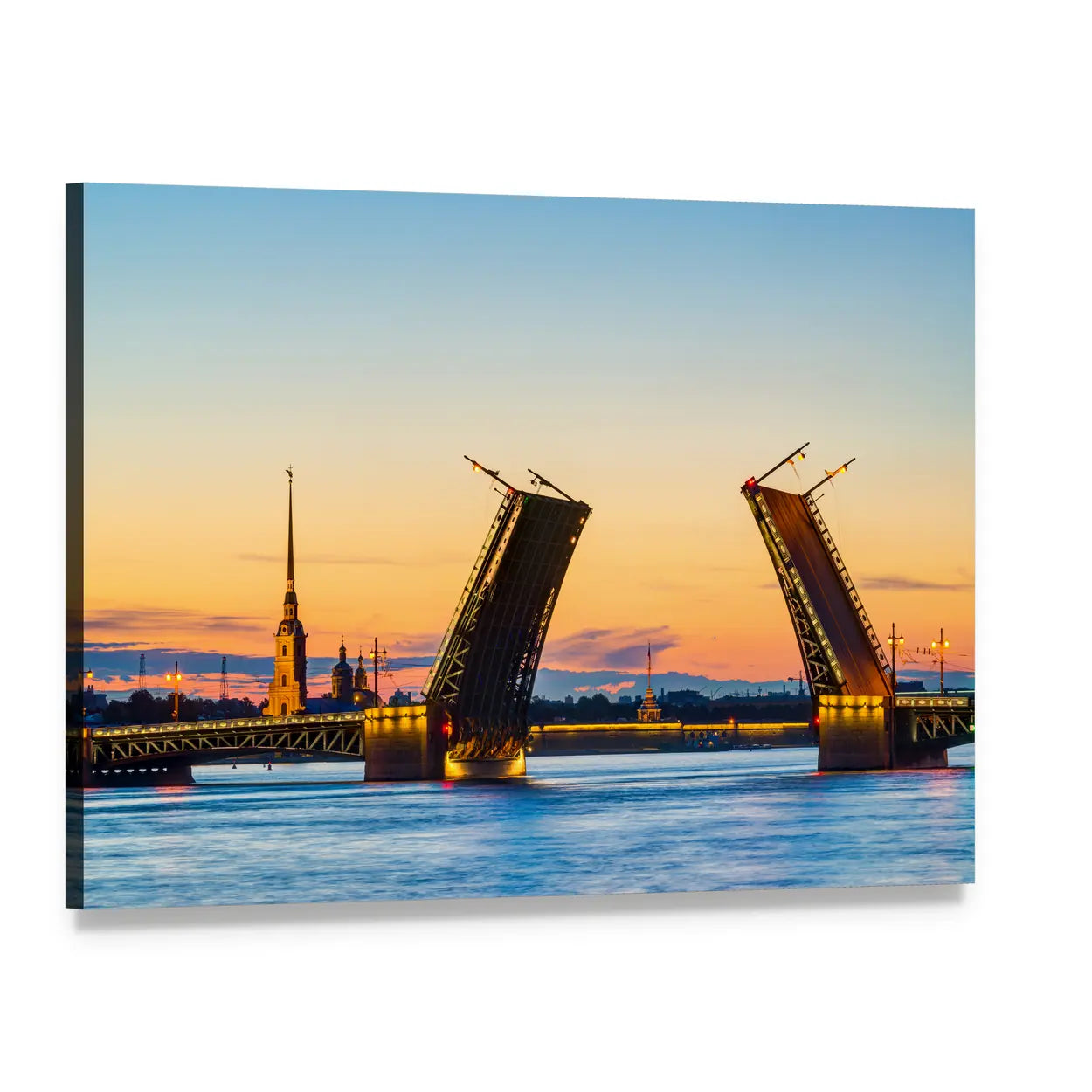 Postcard View of Palace Bridge Canvas Wall Art, single panel gallery wrapped canvas, angled product view
