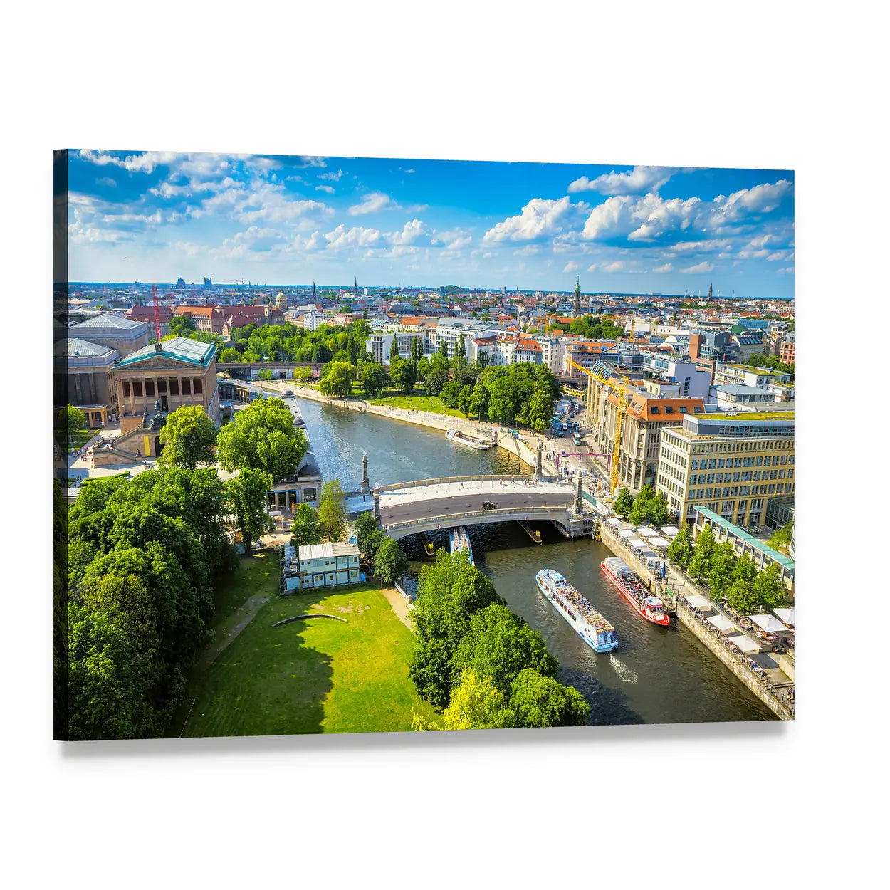 Berlin City View on the River Spree Canvas Wall Art, single panel gallery wrapped canvas, angled product view