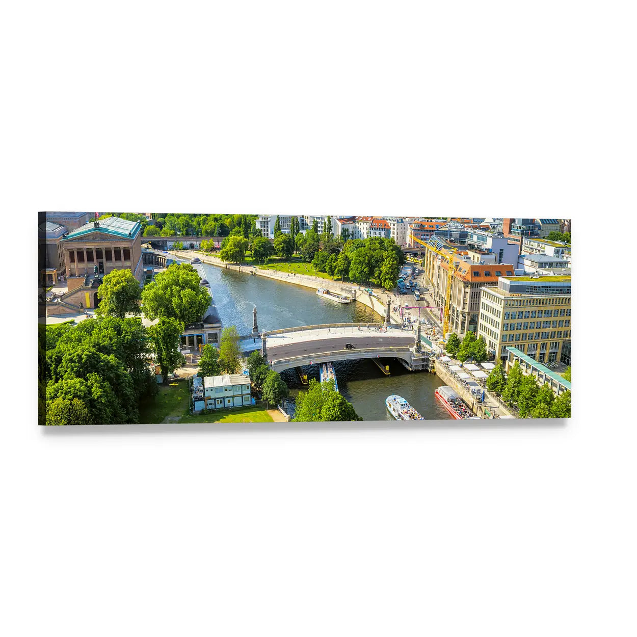 Berlin Potsdam Riverfront Panoramic Canvas Wall Art, single panel gallery wrapped canvas, angled product view