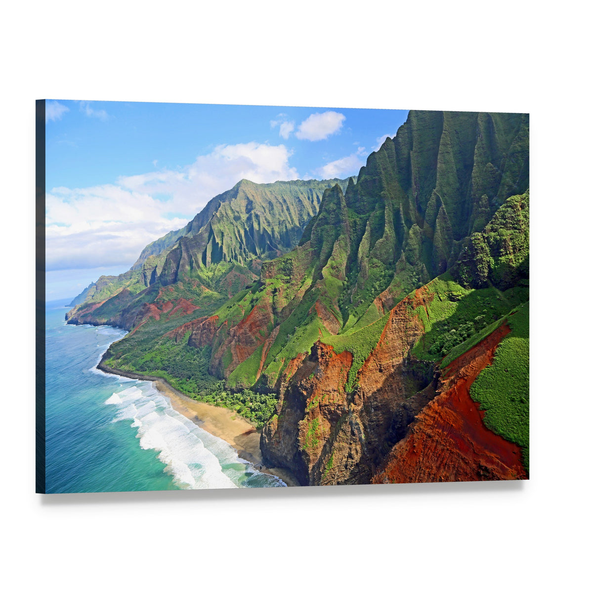 Na Pali Coast Cliffs, Hawaii Canvas Wall Art, single panel gallery wrapped canvas, angled product view