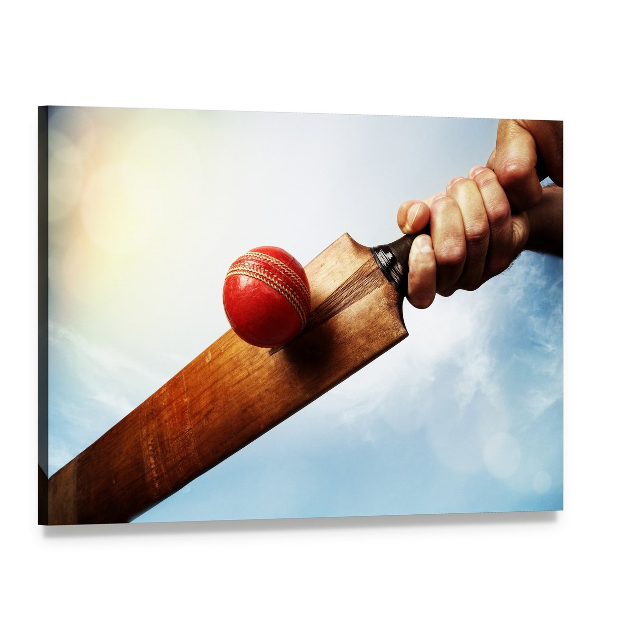 Batsman Hitting a Ball Canvas Wall Art, single panel gallery wrapped canvas, angled product view