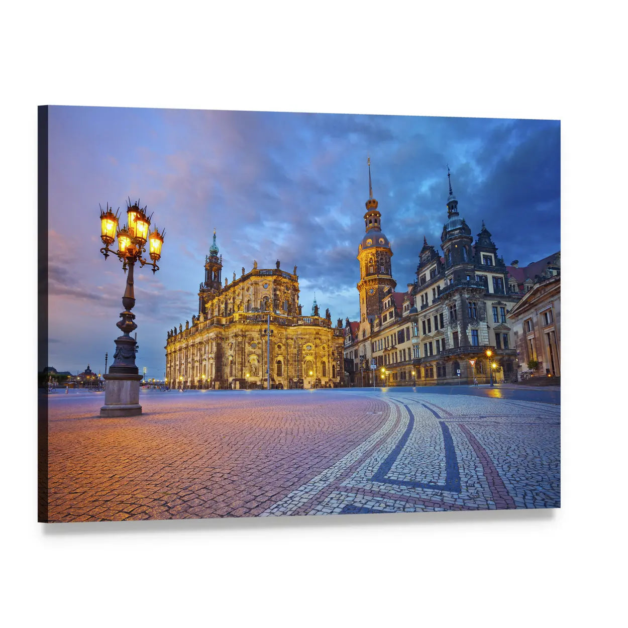 Dresden at Twilight Canvas Wall Art, single panel gallery wrapped canvas, angled product view