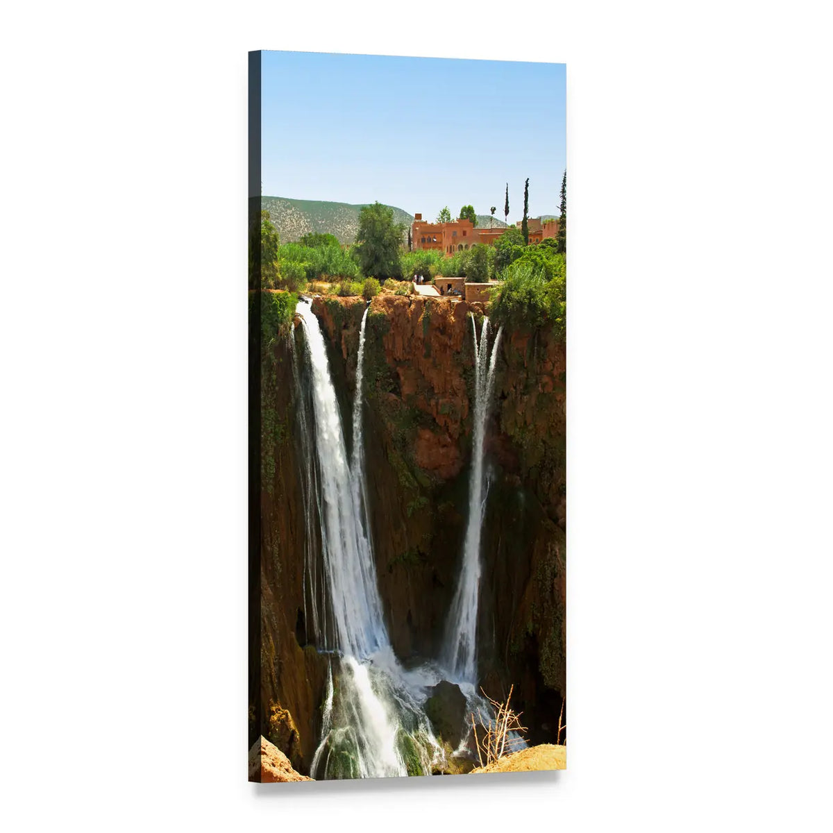 Ouzoud Falls, Morocco Vertical Canvas Wall Art, 1 panel 1 Vertical layout gallery wrapped canvas set, angled product view