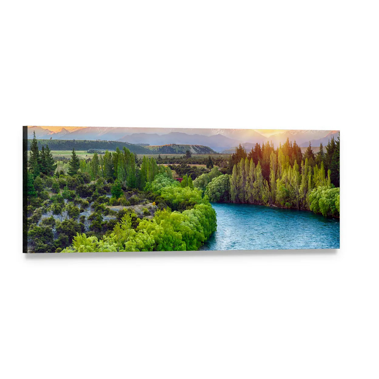 River Clutha in Summer Panoramic Canvas Wall Art, single panel gallery wrapped canvas, angled product view