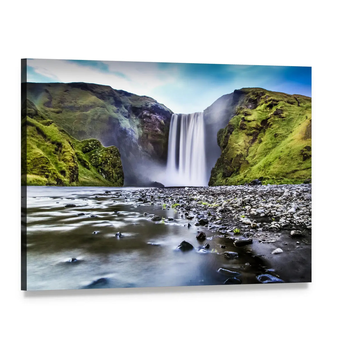Skogafoss Waterfall, Iceland Canvas Wall Art, single panel gallery wrapped canvas, angled product view
