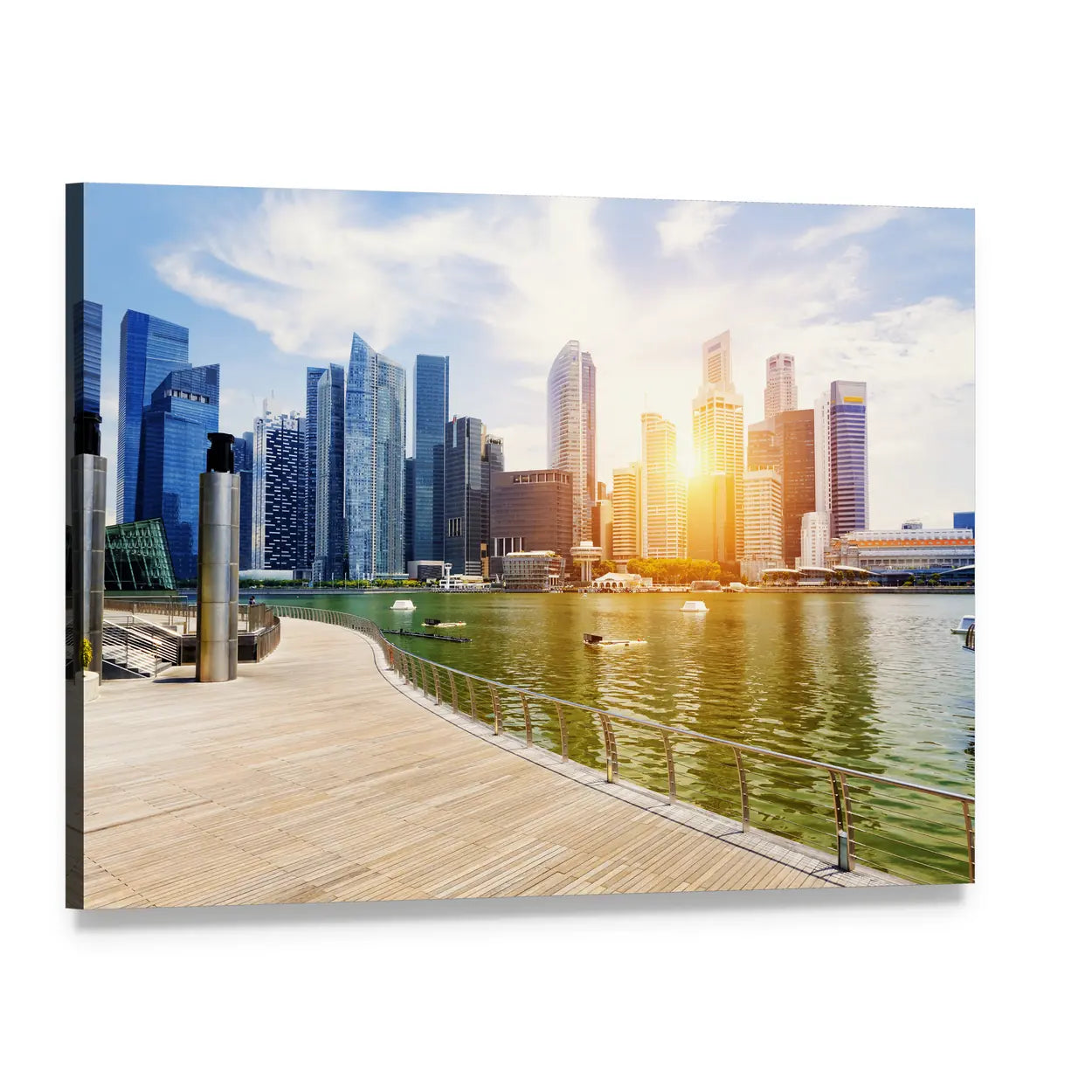 Singapore City Skyline at Sunset Canvas Wall Art, single panel gallery wrapped canvas, angled product view