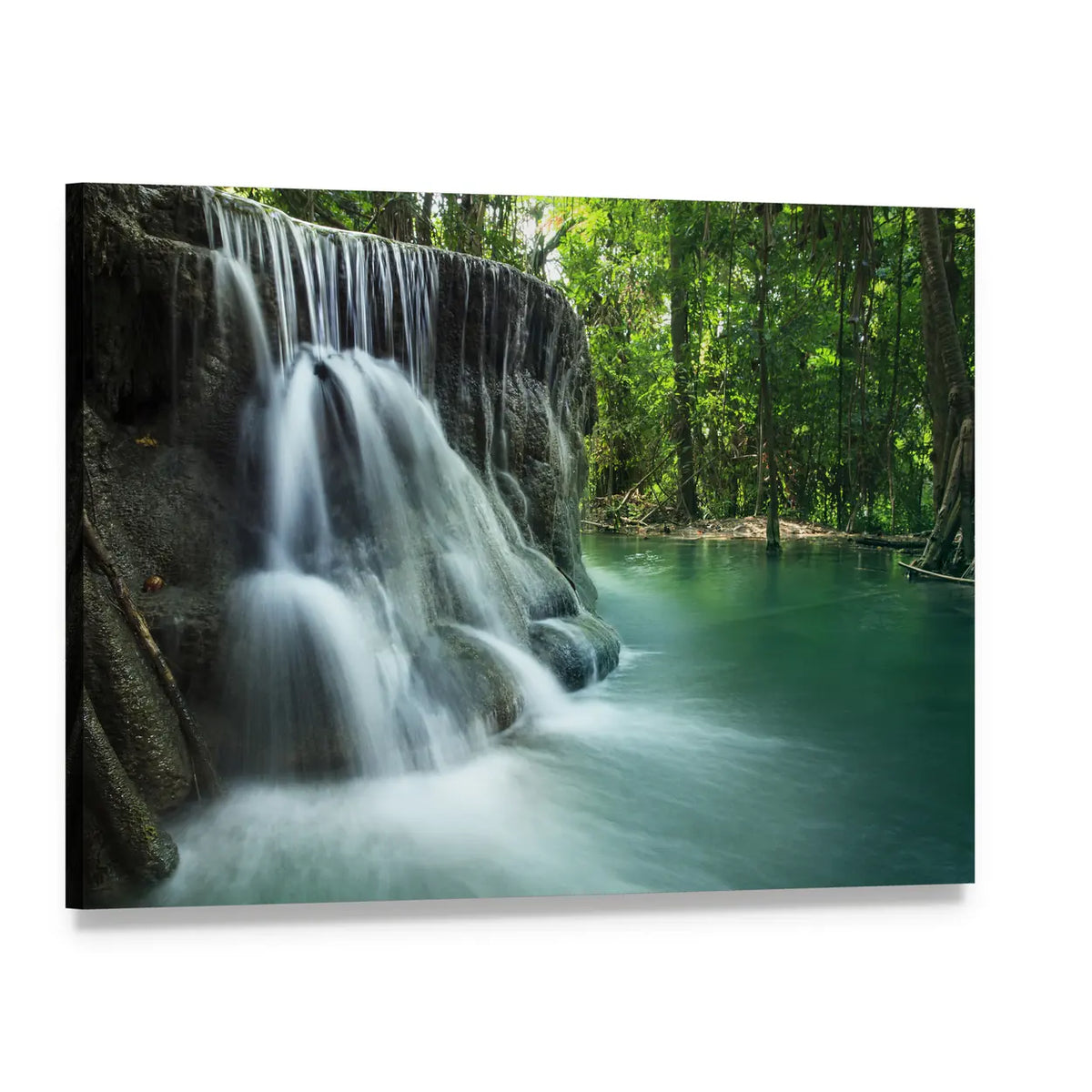 Lime Stone Waterfall Canvas Wall Art, single panel gallery wrapped canvas, angled product view