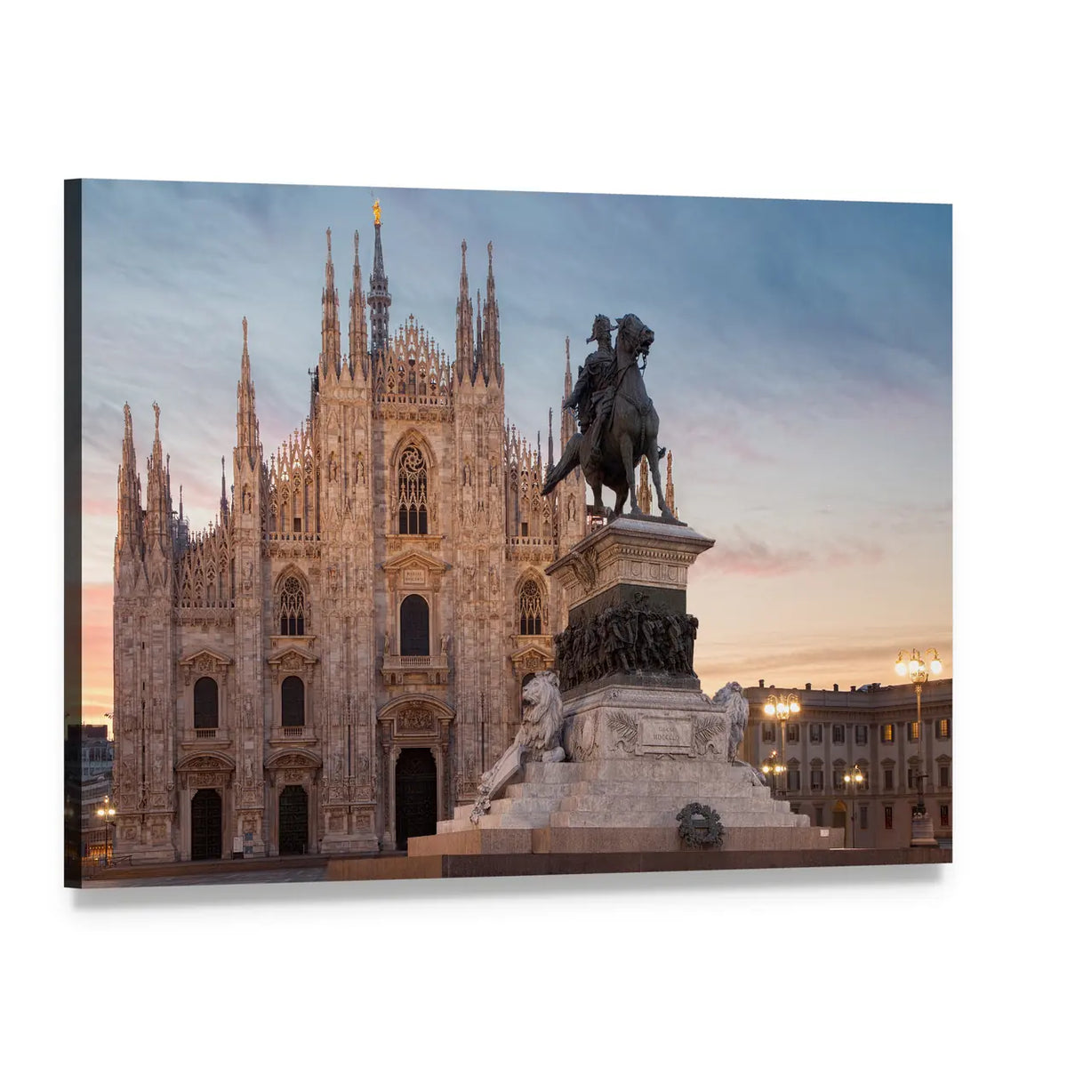 Milan Cathedral with Vittorio Emanuele Ii Canvas Wall Art, single panel gallery wrapped canvas, angled product view