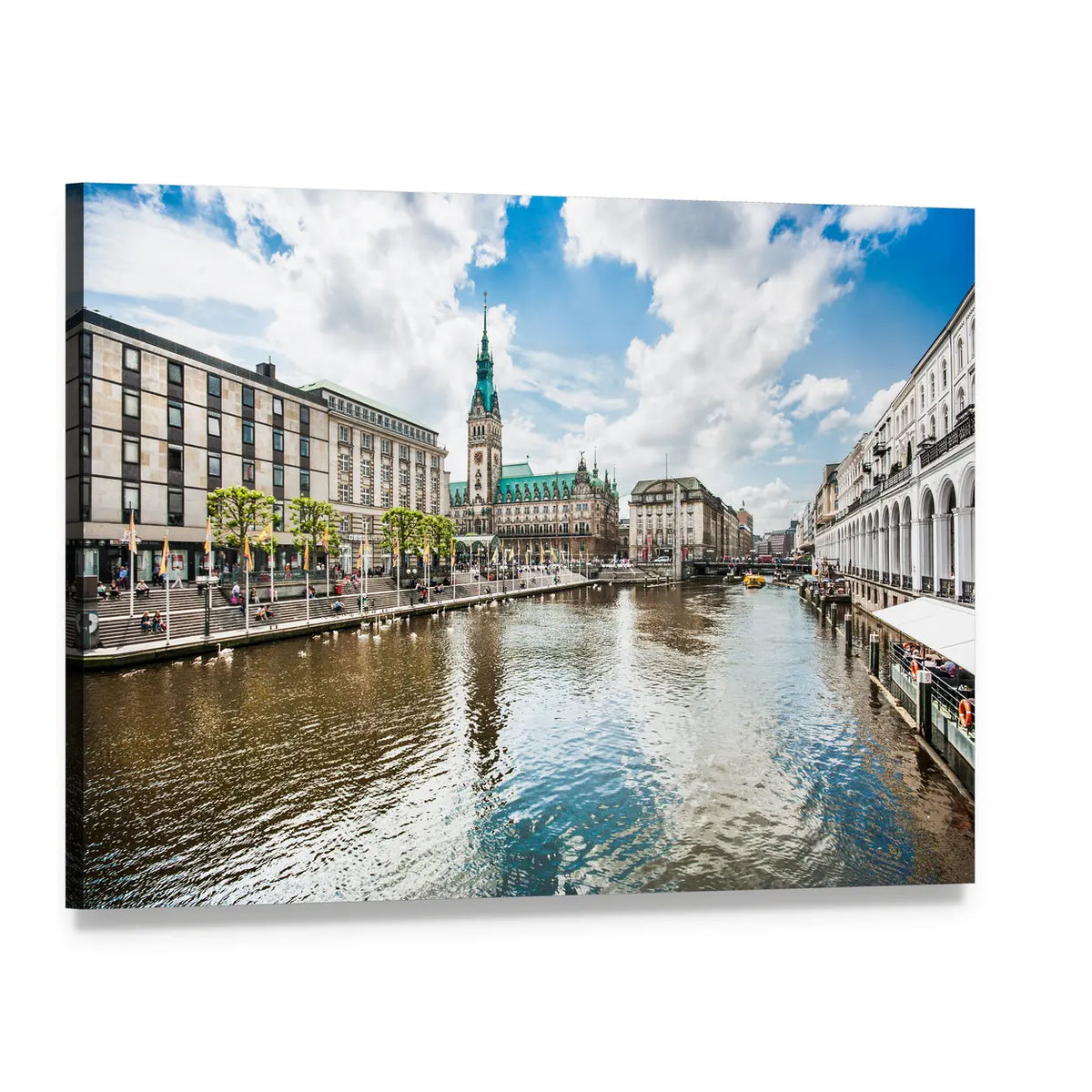 Alster River in Hamburg Canvas Wall Art, single panel gallery wrapped canvas, angled product view