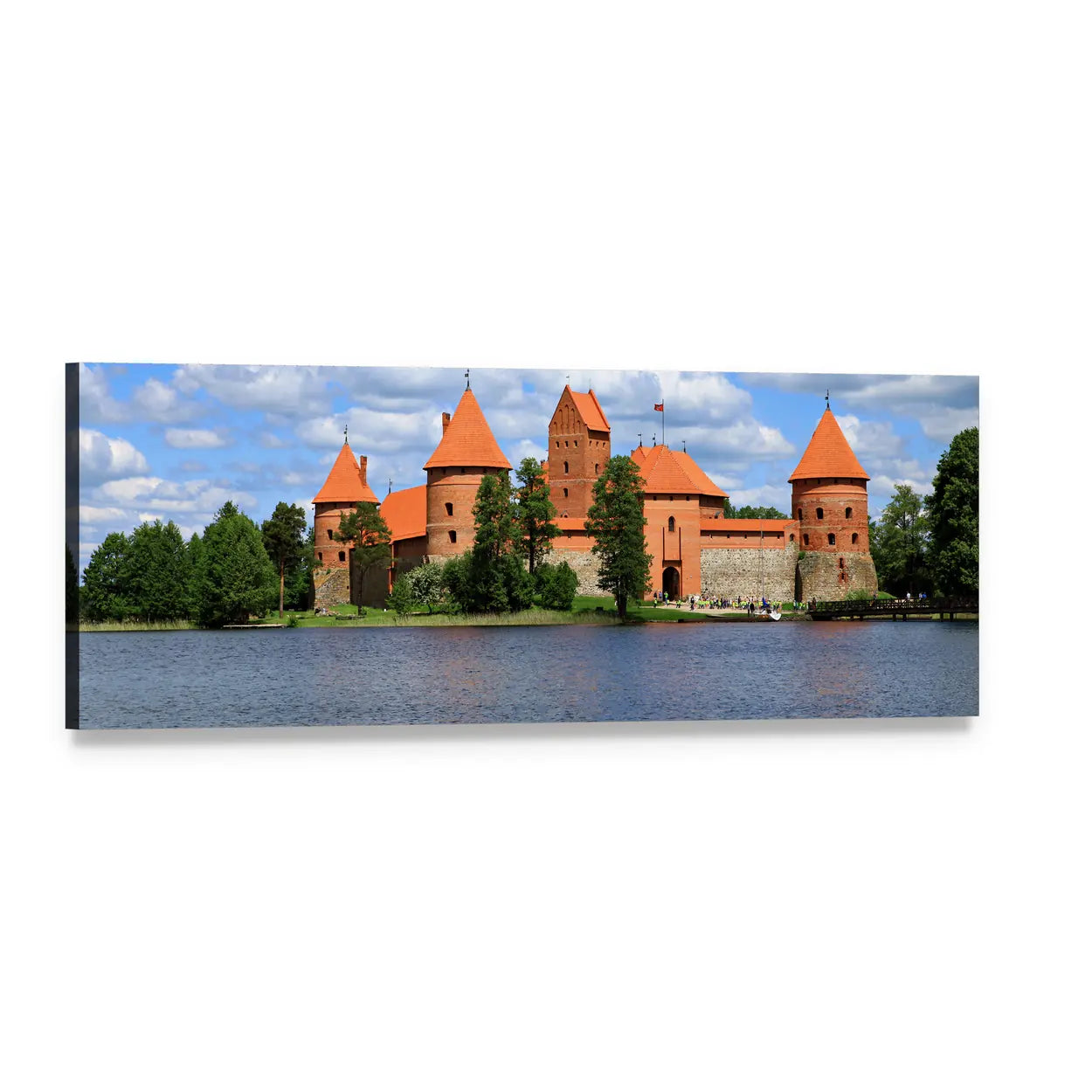 Trakai Island Castle, Lithuania Panoramic Canvas Wall Art, single panel gallery wrapped canvas, angled product view