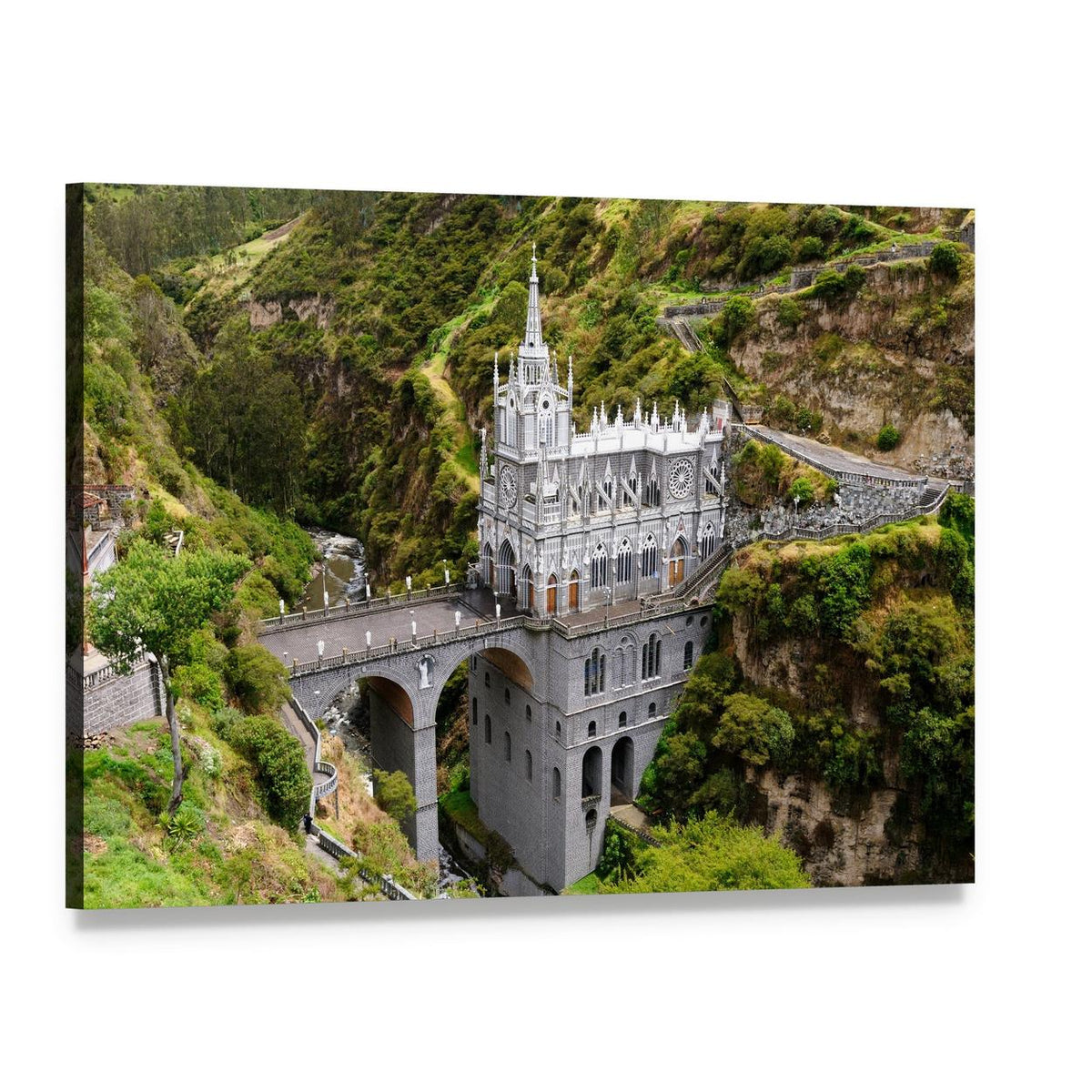 Las Lajas Church Canvas Wall Art, single panel gallery wrapped canvas, angled product view