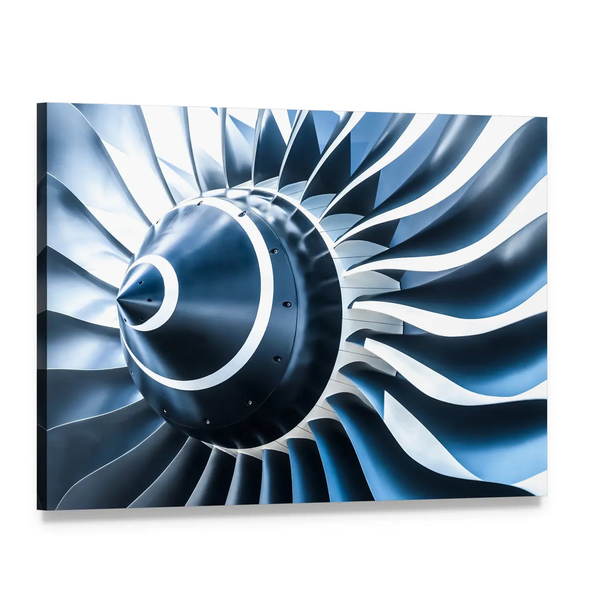 Jet Engine Blades Closeup Canvas Wall Art, single panel gallery wrapped canvas, angled product view