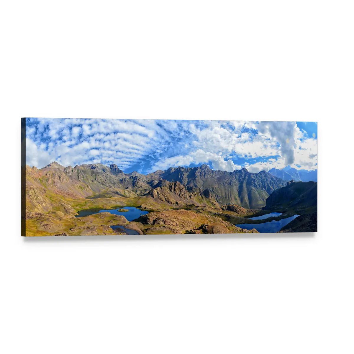 Kaçkars Mountain Range with Alpine Lakes Panoramic Canvas Wall Art, single panel gallery wrapped canvas, angled product view