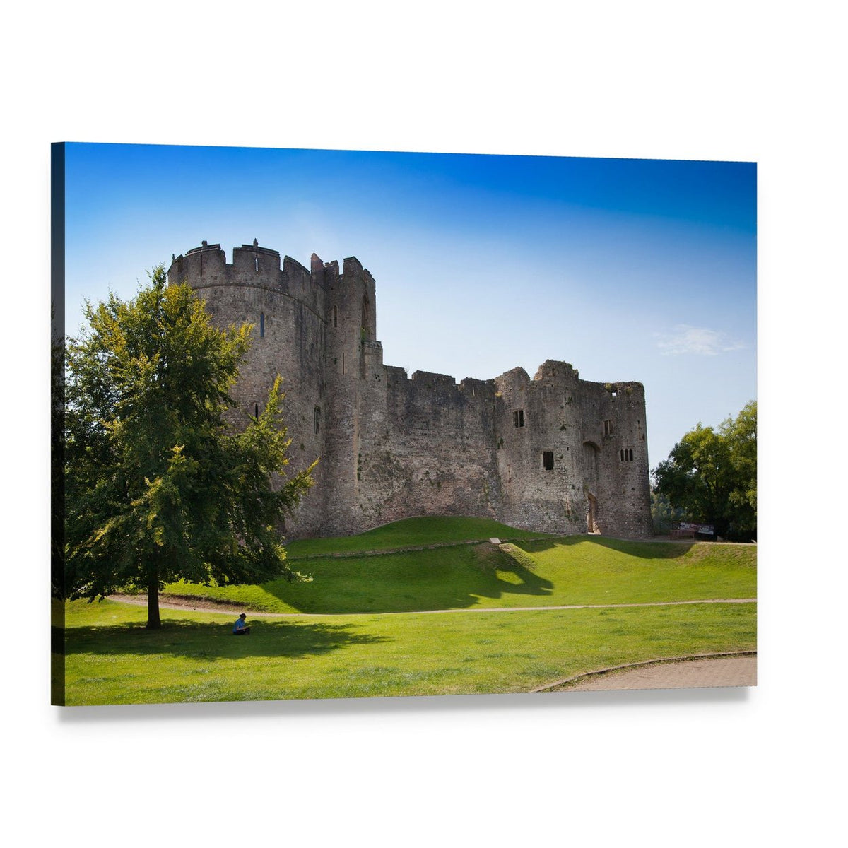 Chepstow Castle Ruins on Grassy Hill Canvas Wall Art, single panel gallery wrapped canvas, angled product view