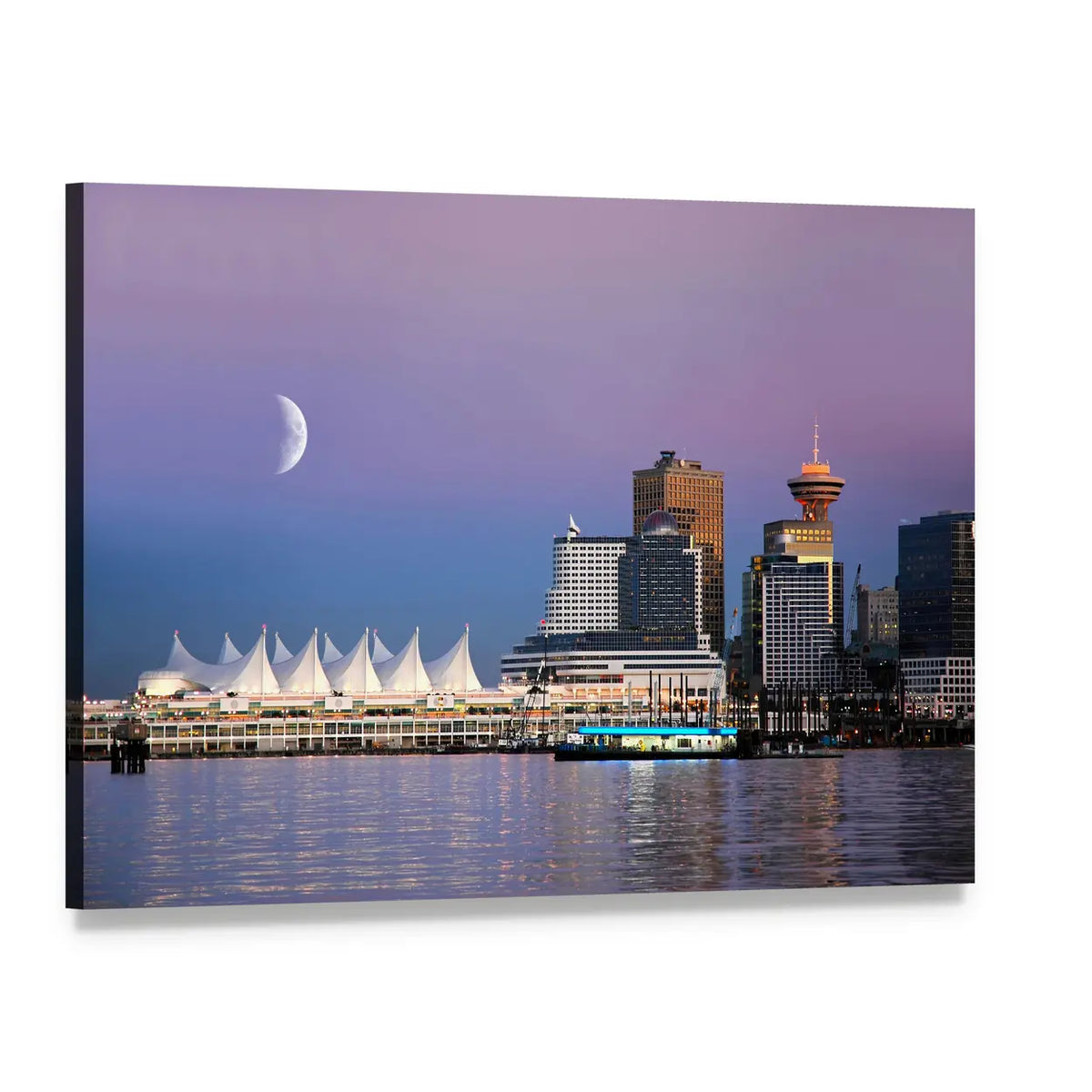 Waterfront at Canada Place Canvas Wall Art, single panel gallery wrapped canvas, angled product view