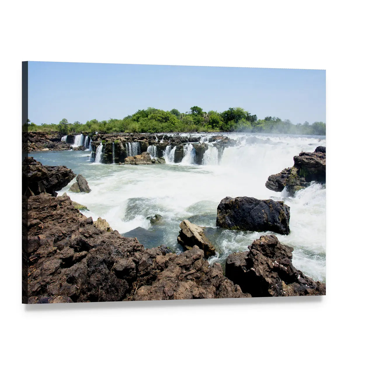 Sioma Falls on the Zambezi River Canvas Wall Art, single panel gallery wrapped canvas, angled product view