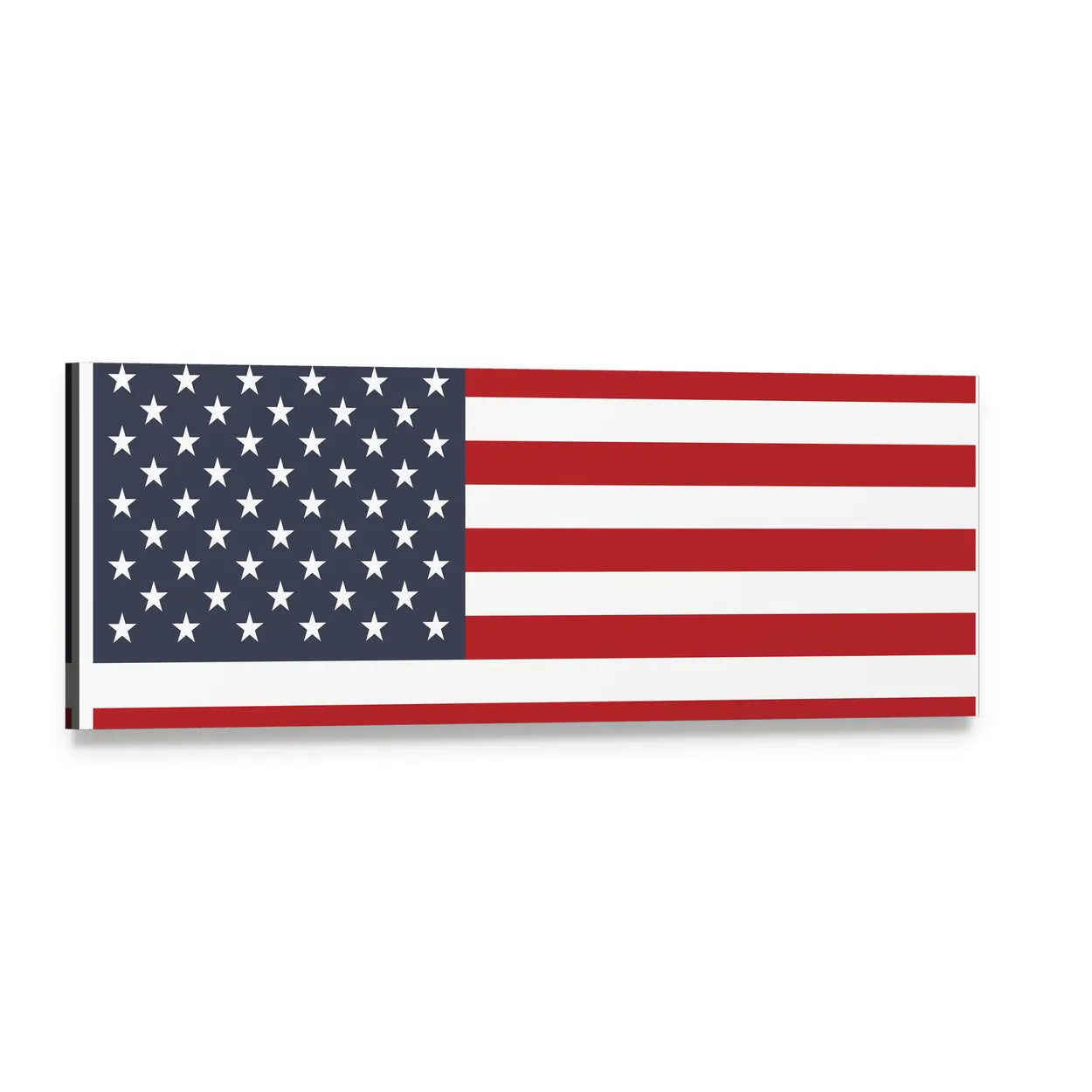 American Flag with Stars and Stripes Panoramic Canvas Wall Art, single panel gallery wrapped canvas, angled product view