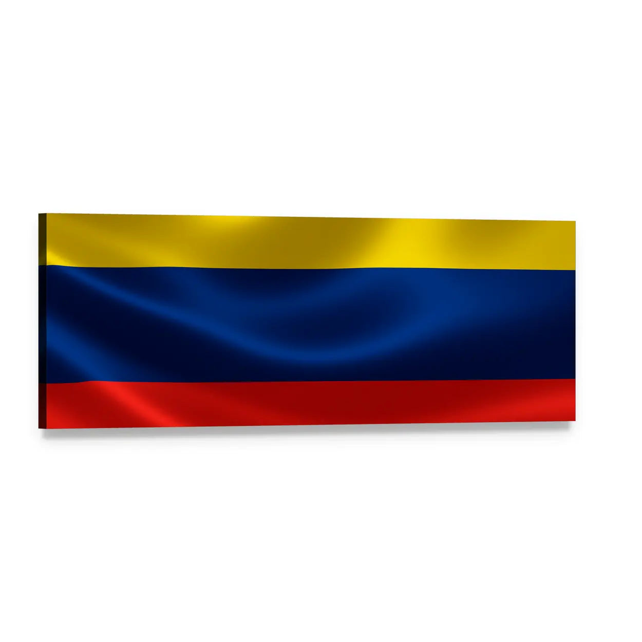 Colombian Tricolor Flag Panoramic Canvas Wall Art, single panel gallery wrapped canvas, angled product view