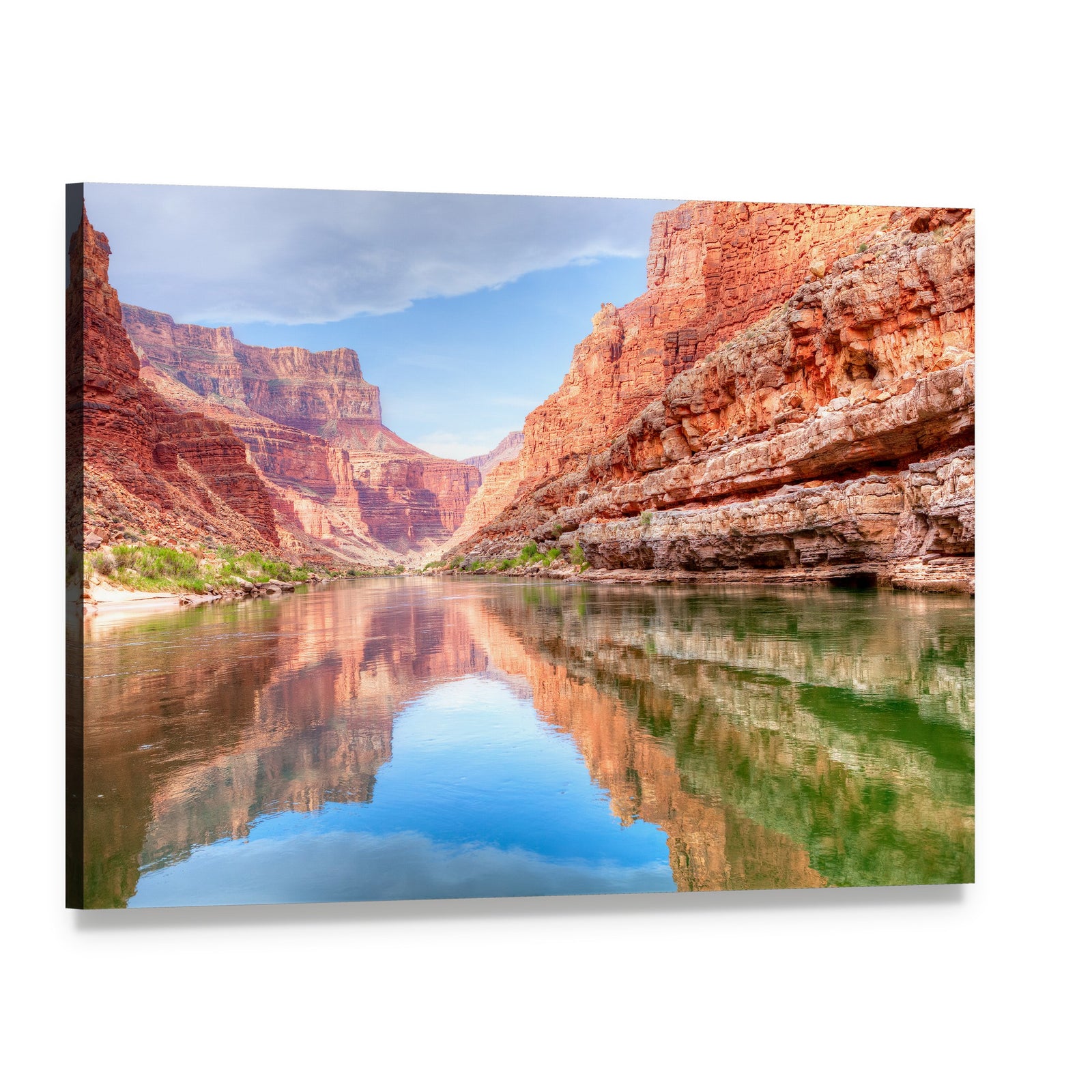 Reflection of Grand Canyon in Colorado River Canvas Wall Art, single panel gallery wrapped canvas, angled product view